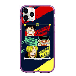 Чехол iPhone 11 Pro матовый Луффи, Зоро и Санджи One Piece