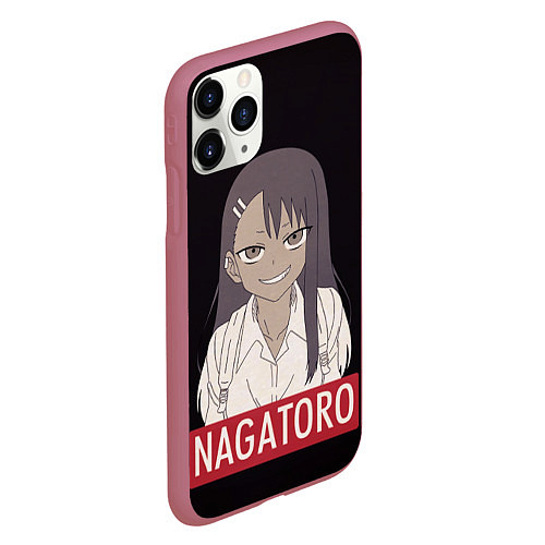 Чехол iPhone 11 Pro матовый Miss Nagatoro / 3D-Малиновый – фото 2