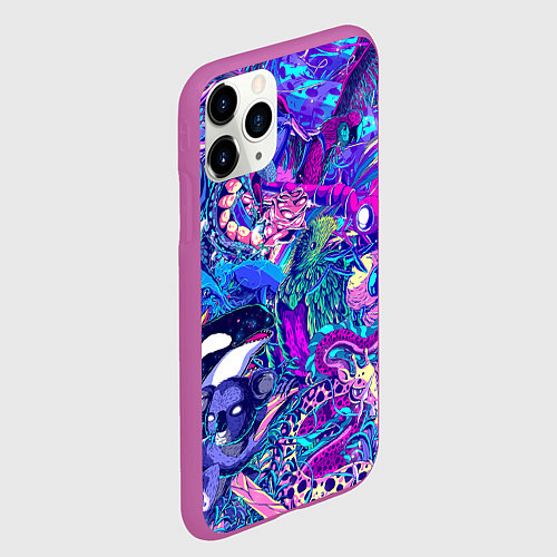 Чехол iPhone 11 Pro матовый Неоновые Звери / 3D-Фиолетовый – фото 2