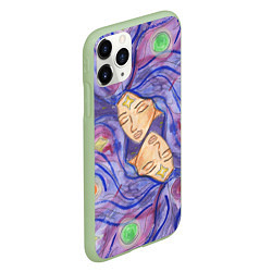 Чехол iPhone 11 Pro матовый Галактика, цвет: 3D-салатовый — фото 2