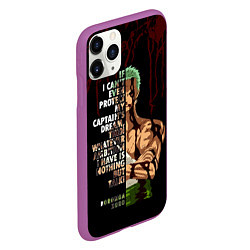 Чехол iPhone 11 Pro матовый Зоро окровавленный One Piece, цвет: 3D-фиолетовый — фото 2