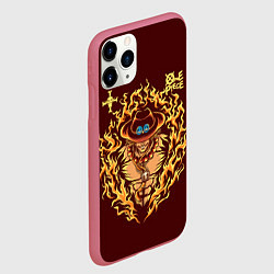 Чехол iPhone 11 Pro матовый One Piece Портгас Д Эйс в огне, цвет: 3D-малиновый — фото 2