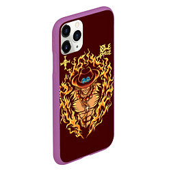 Чехол iPhone 11 Pro матовый One Piece Портгас Д Эйс в огне, цвет: 3D-фиолетовый — фото 2