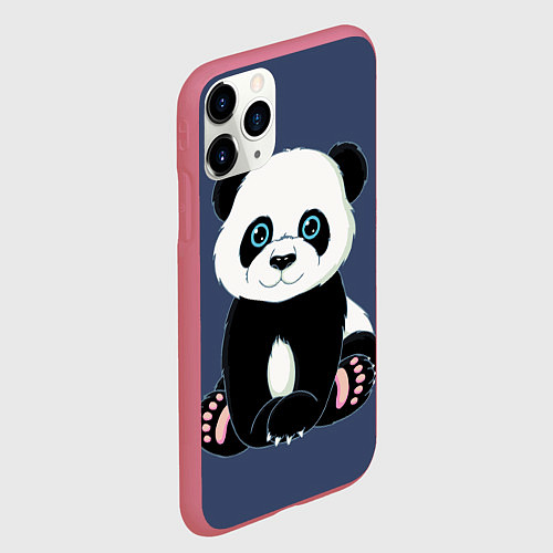 Чехол iPhone 11 Pro матовый Милая Панда Sweet Panda / 3D-Малиновый – фото 2