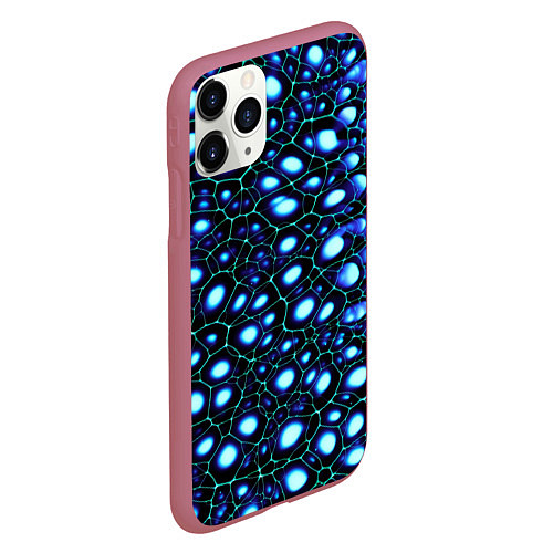 Чехол iPhone 11 Pro матовый Абстракция-макрокраска / 3D-Малиновый – фото 2