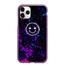 Чехол iPhone 11 Pro матовый GLITCH SMILE ГЛИТЧ СМАЙЛ, цвет: 3D-фиолетовый