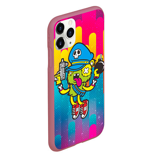 Чехол iPhone 11 Pro матовый Crazy Bomberman / 3D-Малиновый – фото 2