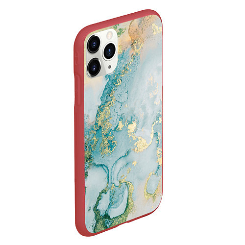 Чехол iPhone 11 Pro матовый Абстрактный мрамор / 3D-Красный – фото 2