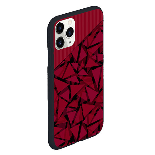 Чехол iPhone 11 Pro матовый Красный комбинированный узор / 3D-Черный – фото 2