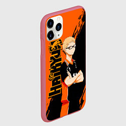 Чехол iPhone 11 Pro матовый Кей Цукишима Tsukishima Kei, цвет: 3D-малиновый — фото 2