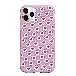 Чехол iPhone 11 Pro матовый Сердечки в облачках, цвет: 3D-розовый