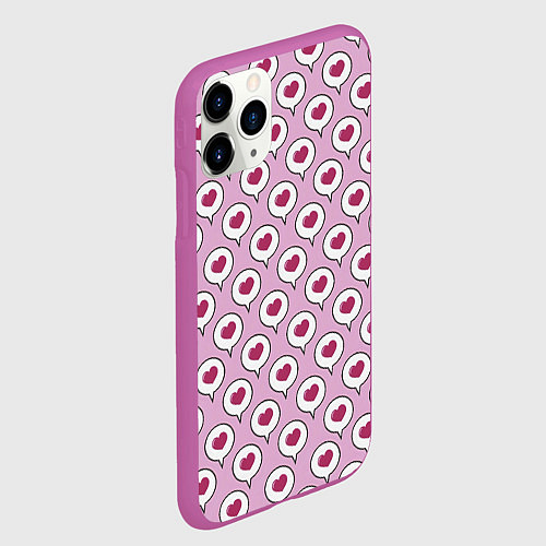 Чехол iPhone 11 Pro матовый Сердечки в облачках / 3D-Фиолетовый – фото 2