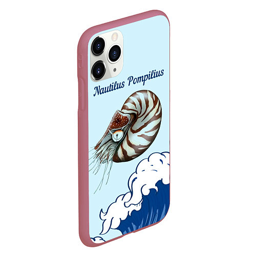 Чехол iPhone 11 Pro матовый Nautilus Pompilius океан / 3D-Малиновый – фото 2