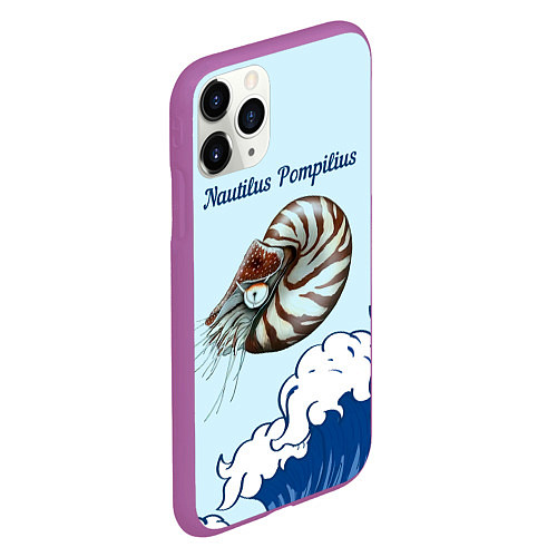 Чехол iPhone 11 Pro матовый Nautilus Pompilius океан / 3D-Фиолетовый – фото 2