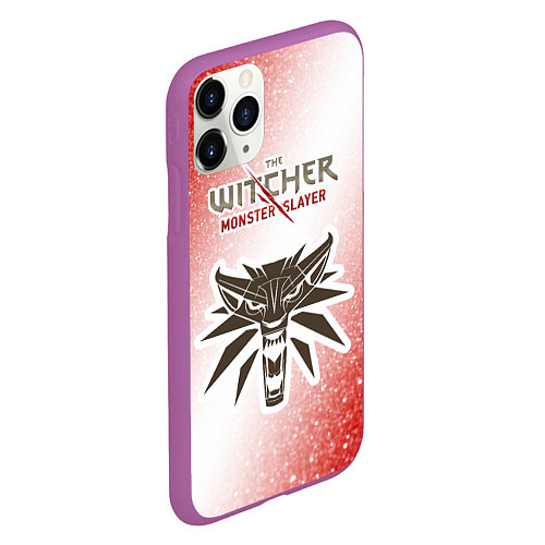 Чехол iPhone 11 Pro матовый The Witcher Monster Slayer - Noise / 3D-Фиолетовый – фото 2