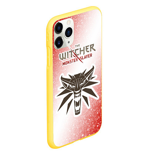 Чехол iPhone 11 Pro матовый The Witcher Monster Slayer - Noise / 3D-Желтый – фото 2