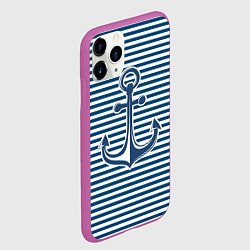 Чехол iPhone 11 Pro матовый Тельняшка с якорем, цвет: 3D-фиолетовый — фото 2