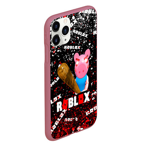 Чехол iPhone 11 Pro матовый Roblox piggyСвинка Пигги / 3D-Малиновый – фото 2