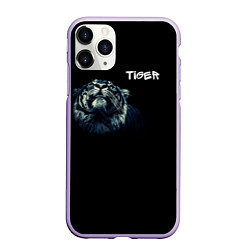 Чехол iPhone 11 Pro матовый Тигр, цвет: 3D-светло-сиреневый