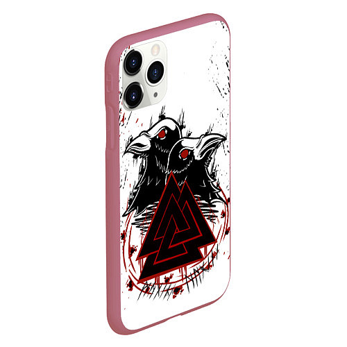 Чехол iPhone 11 Pro матовый VALKNUT RUNES Z / 3D-Малиновый – фото 2