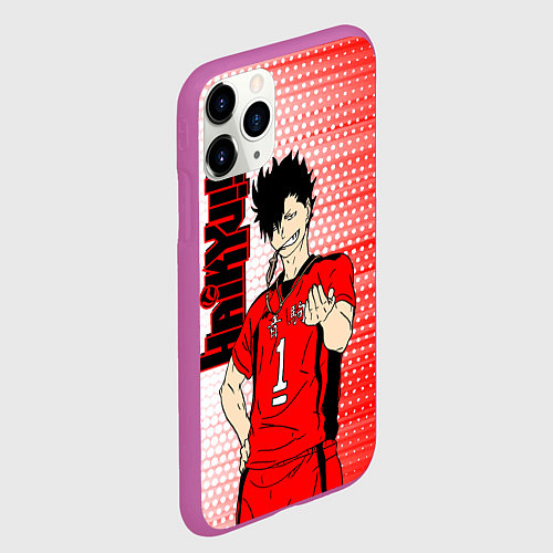 Чехол iPhone 11 Pro матовый Куроо Тецуро Kuroo Tetsuro / 3D-Фиолетовый – фото 2