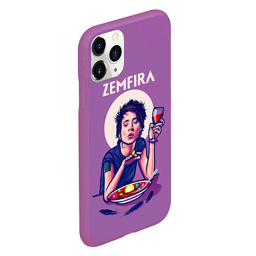 Чехол iPhone 11 Pro матовый ZEMFIRA арт ужин / 3D-Фиолетовый – фото 2