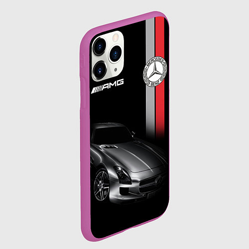 Чехол iPhone 11 Pro матовый MERCEDES BENZ AMG / 3D-Фиолетовый – фото 2