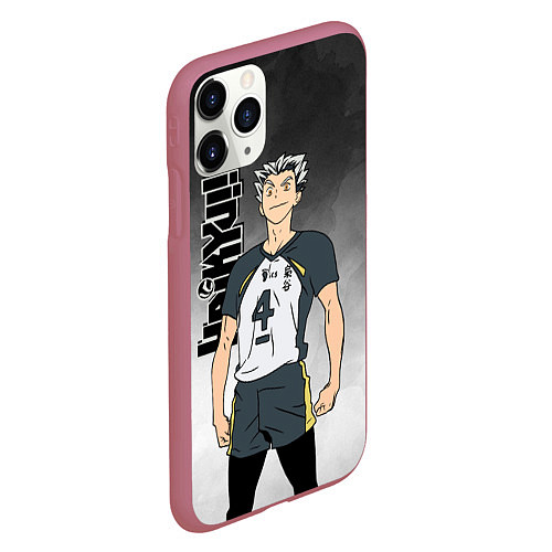 Чехол iPhone 11 Pro матовый Котаро Бокуто Bokuto Kotaro / 3D-Малиновый – фото 2