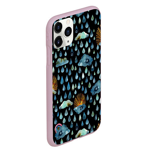 Чехол iPhone 11 Pro матовый Дождливая осень Солнце, облака / 3D-Розовый – фото 2