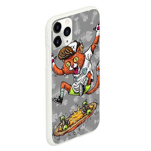 Чехол iPhone 11 Pro матовый SK8CAT / 3D-Белый – фото 2