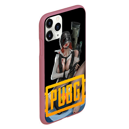 Чехол iPhone 11 Pro матовый PUBG 18 спина / 3D-Малиновый – фото 2