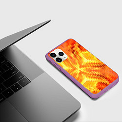 Чехол iPhone 11 Pro матовый Желто-оранжевая абстракция, цвет: 3D-фиолетовый — фото 2