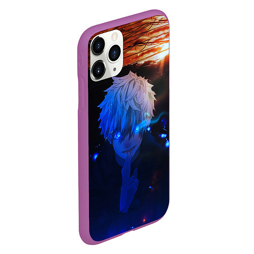 Чехол iPhone 11 Pro матовый Сатору гото голубые глаза / 3D-Фиолетовый – фото 2