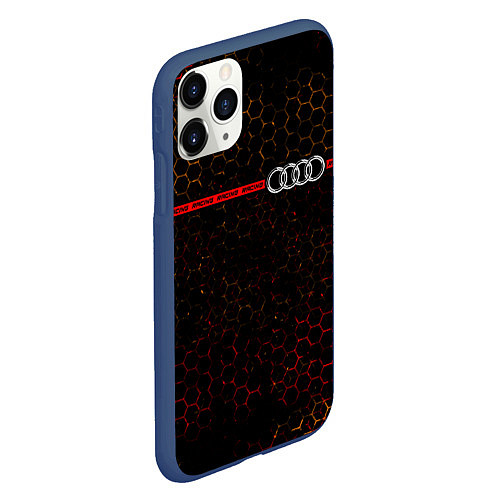 Чехол iPhone 11 Pro матовый Ауди - Pro Racing Полоса / 3D-Тёмно-синий – фото 2