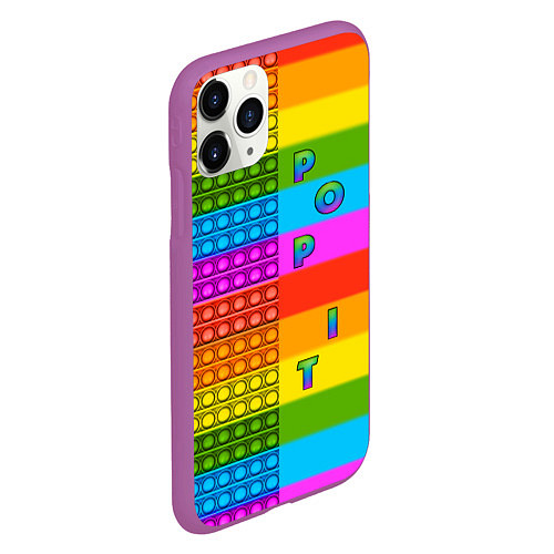 Чехол iPhone 11 Pro матовый POP it вертикальная надпись / 3D-Фиолетовый – фото 2