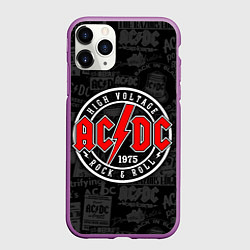 Чехол iPhone 11 Pro матовый AC DC HIGH VOLTAGE, цвет: 3D-фиолетовый