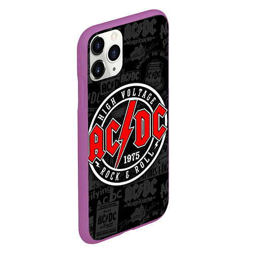 Чехол iPhone 11 Pro матовый AC DC HIGH VOLTAGE / 3D-Фиолетовый – фото 2