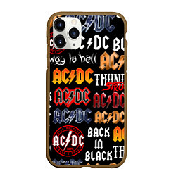 Чехол iPhone 11 Pro матовый AC DC LOGOBOMBING, цвет: 3D-коричневый