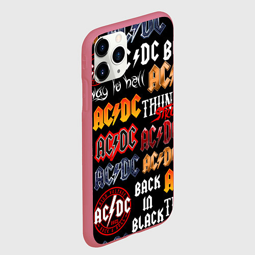 Чехол iPhone 11 Pro матовый AC DC LOGOBOMBING / 3D-Малиновый – фото 2