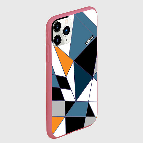 Чехол iPhone 11 Pro матовый Геометрический узор / 3D-Малиновый – фото 2