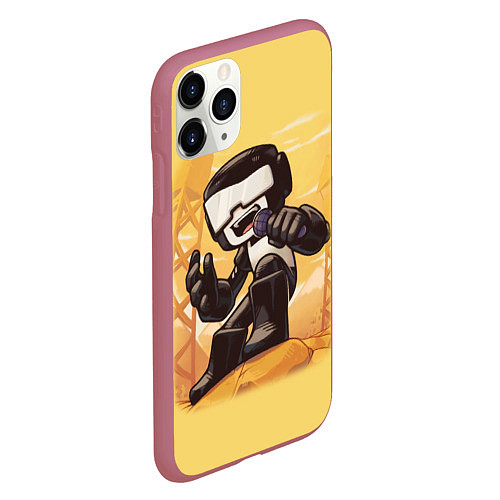 Чехол iPhone 11 Pro матовый Танкист Tankman / 3D-Малиновый – фото 2