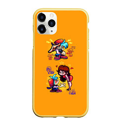 Чехол iPhone 11 Pro матовый Boyfriend and Girlfriend FNF, цвет: 3D-желтый