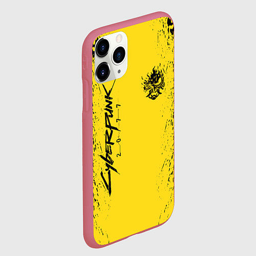 Чехол iPhone 11 Pro матовый CYBERPUNK 2077 КИБЕРПАНК 2077 / 3D-Малиновый – фото 2