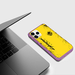 Чехол iPhone 11 Pro матовый CYBERPUNK 2077 КИБЕРПАНК 2077, цвет: 3D-фиолетовый — фото 2