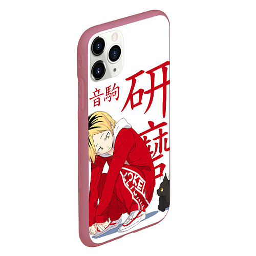 Чехол iPhone 11 Pro матовый Кенма Козуме, Haikyuu!! / 3D-Малиновый – фото 2