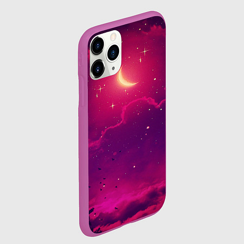Чехол iPhone 11 Pro матовый СКАЗОЧНАЯ НОЧЬ 2 КРАСНЫЙ / 3D-Фиолетовый – фото 2