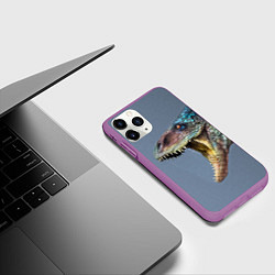 Чехол iPhone 11 Pro матовый Хищный динозавр Dino Z, цвет: 3D-фиолетовый — фото 2