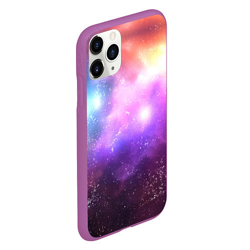 Чехол iPhone 11 Pro матовый Космос, сияние и звезды / 3D-Фиолетовый – фото 2