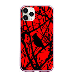 Чехол iPhone 11 Pro матовый Хоррор Мрачный лес, цвет: 3D-розовый
