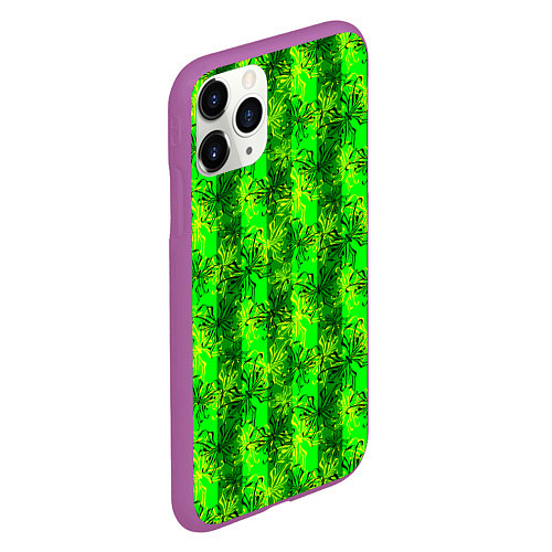 Чехол iPhone 11 Pro матовый Неоновый полосатый узор / 3D-Фиолетовый – фото 2